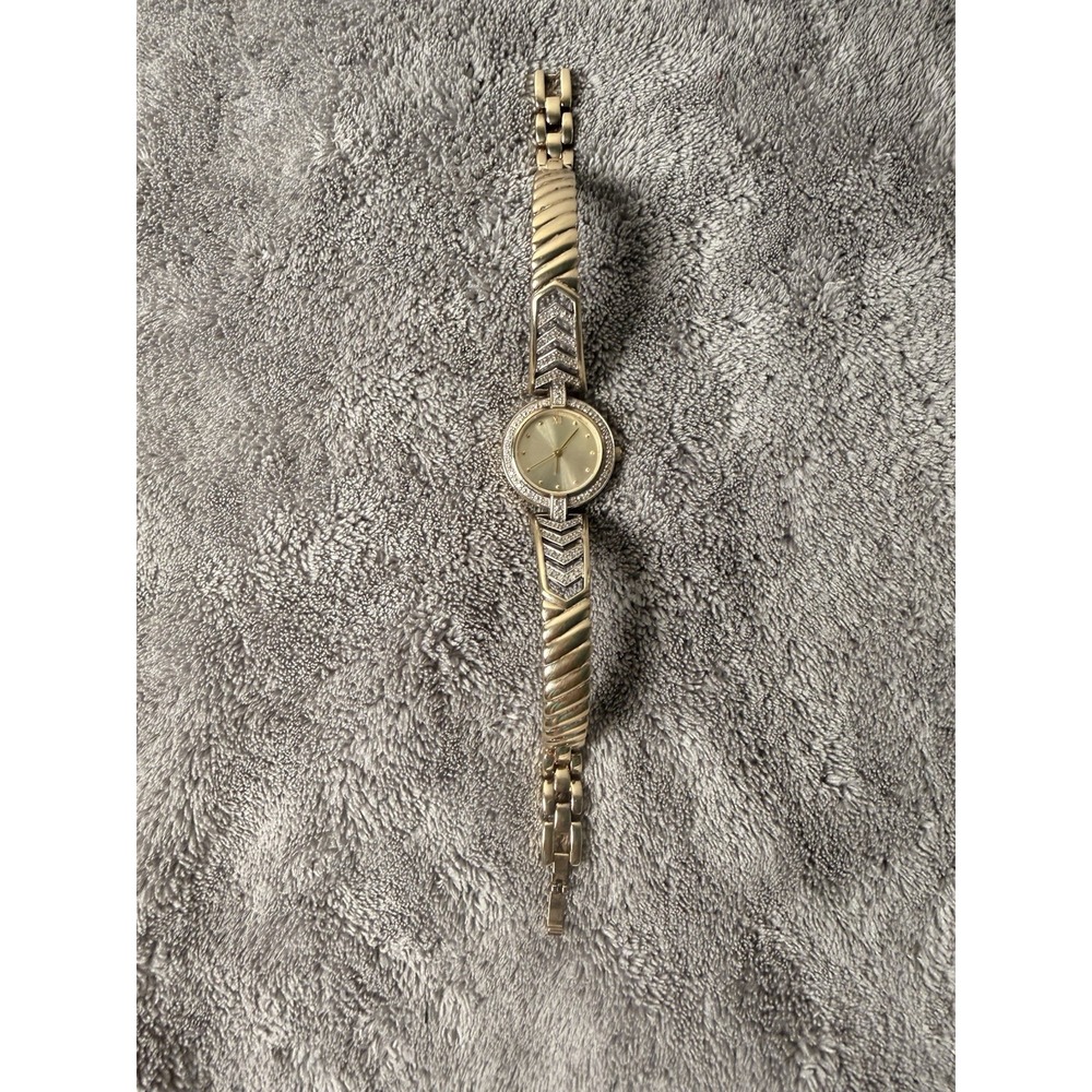 Vintage Danbury Mint Watch 14K Gold Plated Sterling Silver Diamonds Womens Watch